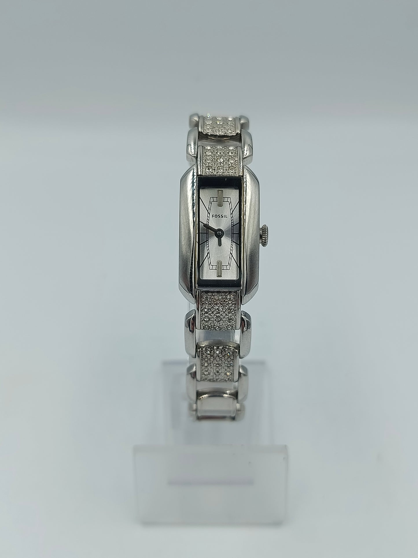 FOSSIL Damen Armbanduhr Edelstahl Silber mit Strass elegantes Gliederarmband