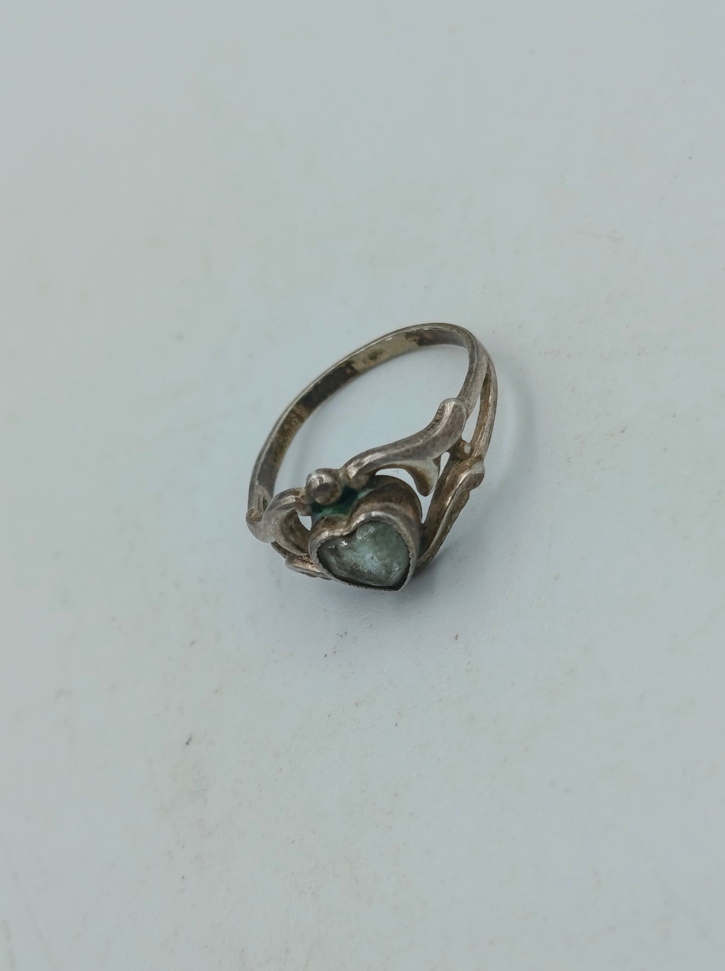 835 Silber Ring mit Herzform Vintage Design Größe 43