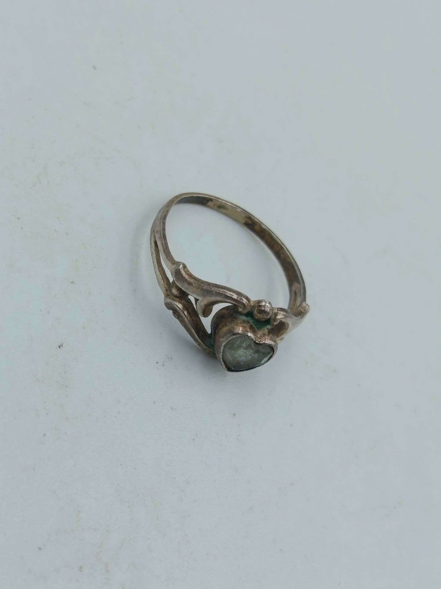 835 Silber Ring mit Herzform Vintage Design Größe 43