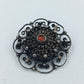 Silber Filigran Brosche mit rotem Stein Vintage Design