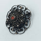 Silber Filigran Brosche mit rotem Stein Vintage Design