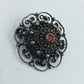 Silber Filigran Brosche mit rotem Stein Vintage Design