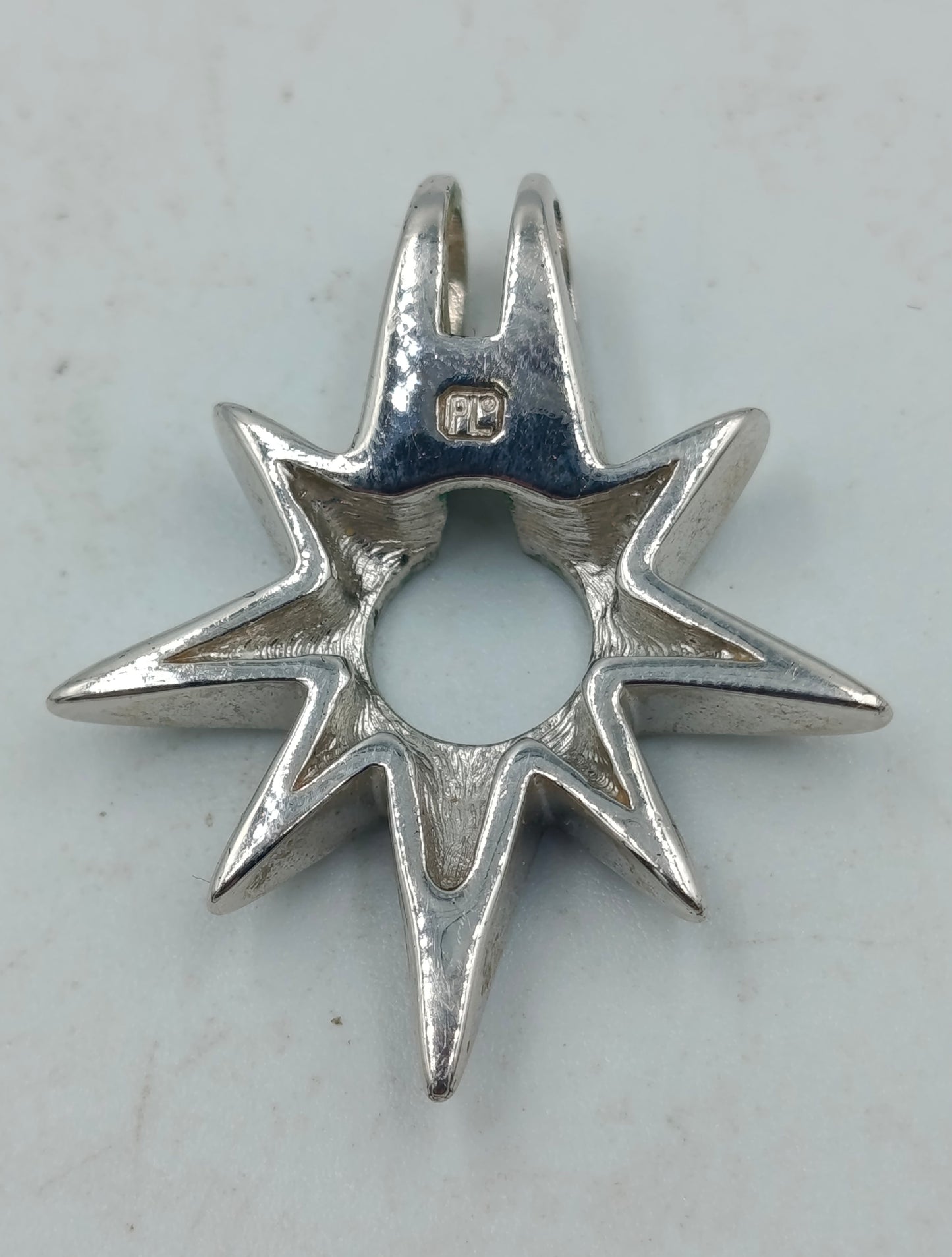 Silber Anhänger Sternform mit PL Stempel Modern Design