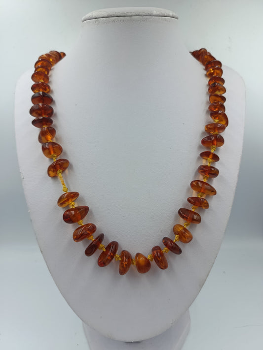 Bernstein Halskette honigfarben Naturbernstein Handarbeit