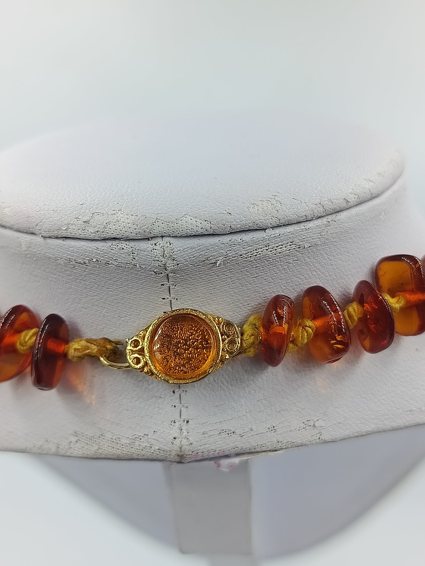 Bernstein Halskette honigfarben Naturbernstein Handarbeit