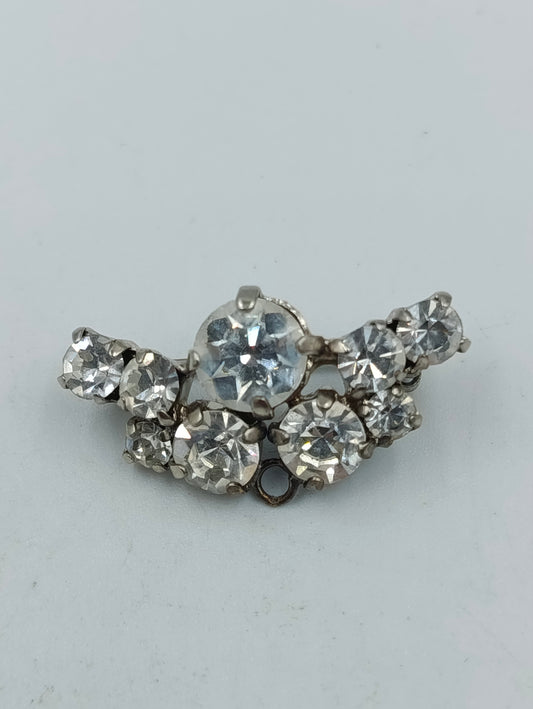 Vintage Strassbrosche silberfarben mit funkelnden Glassteinen
