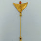 Vergoldete Anstecknadel mit roter Perle Vintage Design