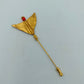 Vergoldete Anstecknadel mit roter Perle Vintage Design