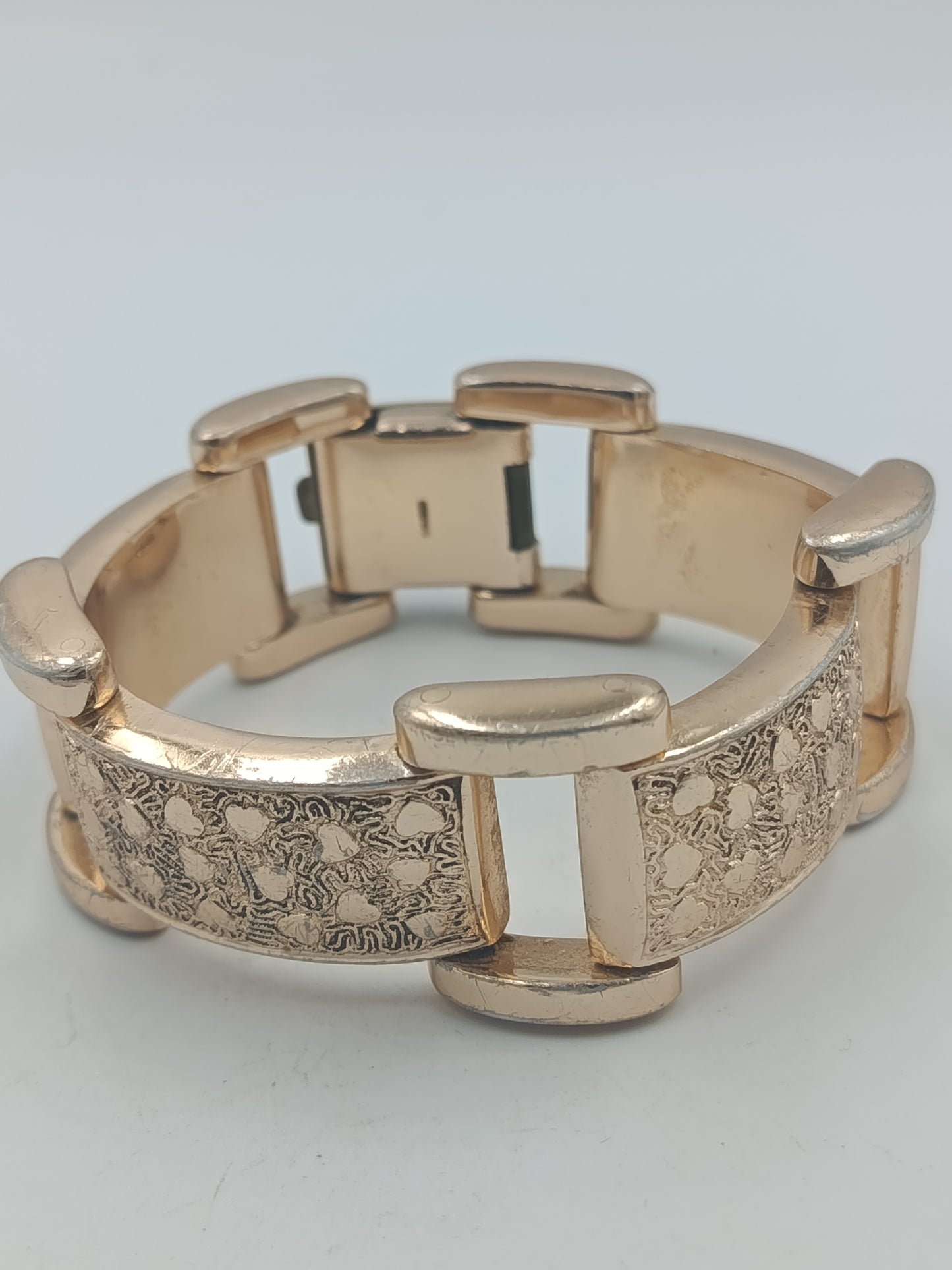 Vintage Gliederarmband in Goldoptik mit Strukturdekor