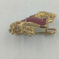 Goldfarbene Anstecknadel Hirsch mit roter Emaille