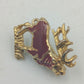 Goldfarbene Anstecknadel Hirsch mit roter Emaille