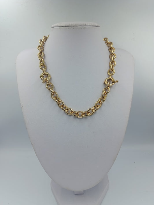 Massive goldfarbene Gliederkette mit Ringverschluss