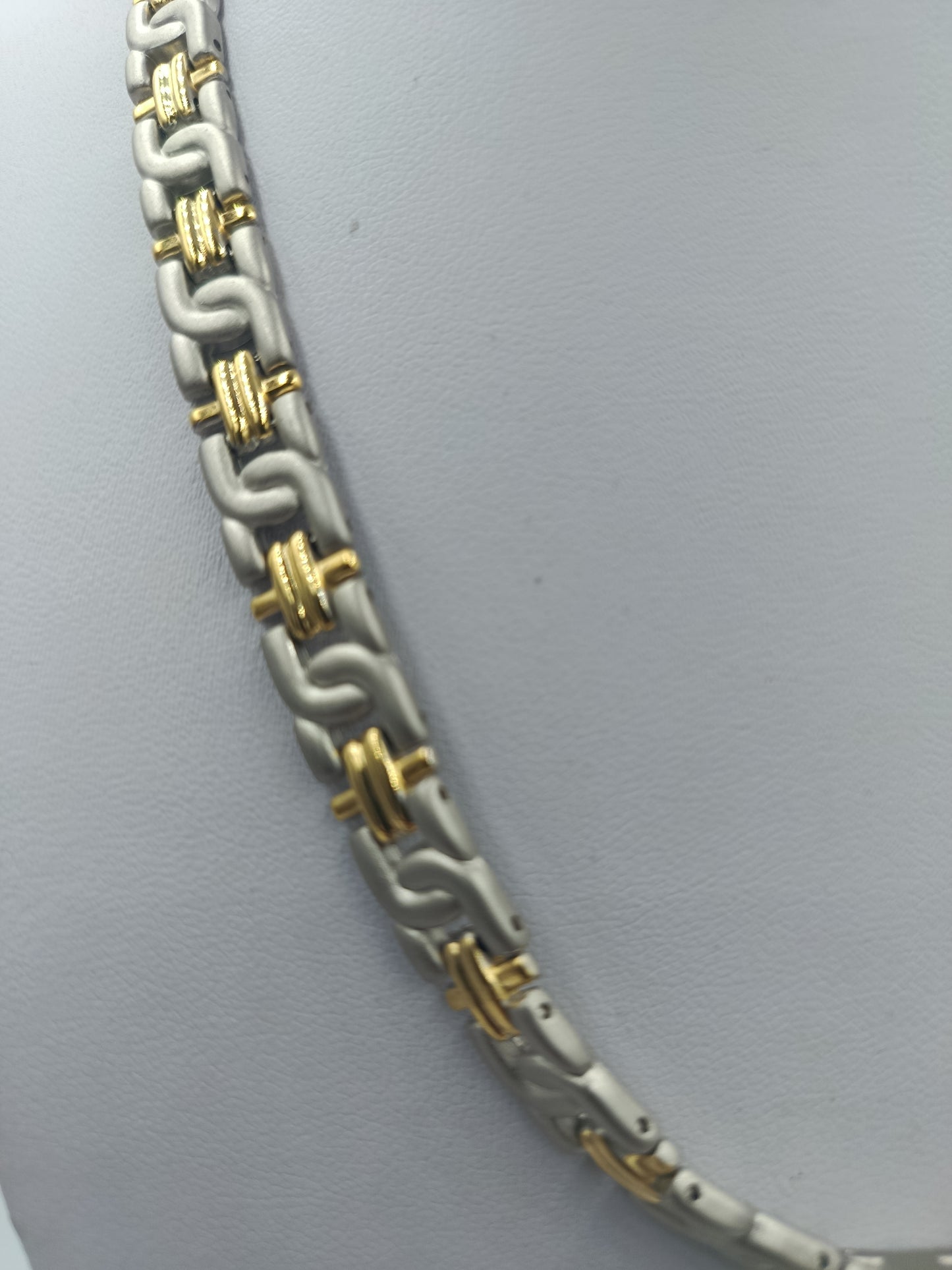 Edelstahl Halskette Bicolor Silber Gold Gliederkette Unisex