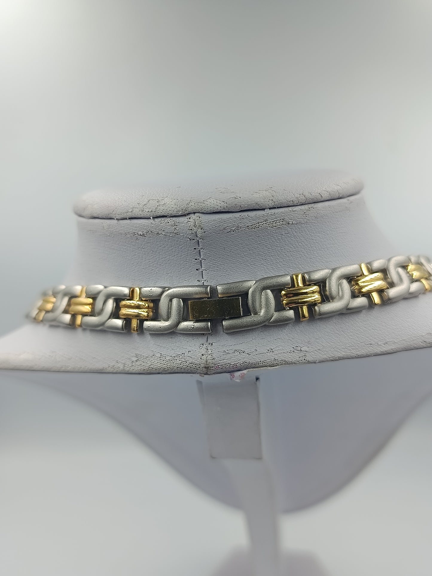 Edelstahl Halskette Bicolor Silber Gold Gliederkette Unisex