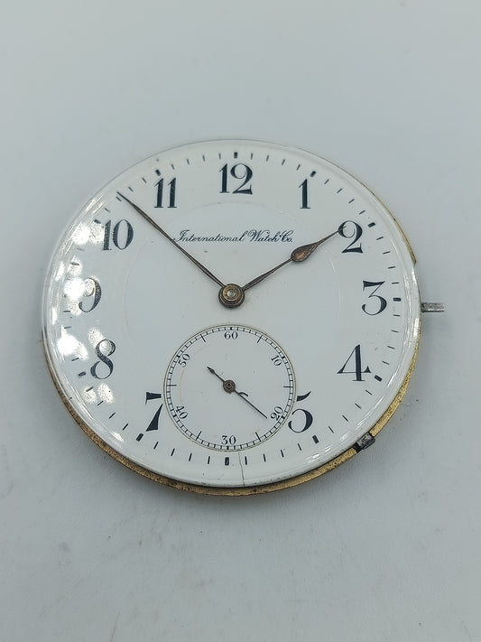 International Watch Co Taschenuhrwerk mit Emaille Zifferblatt
