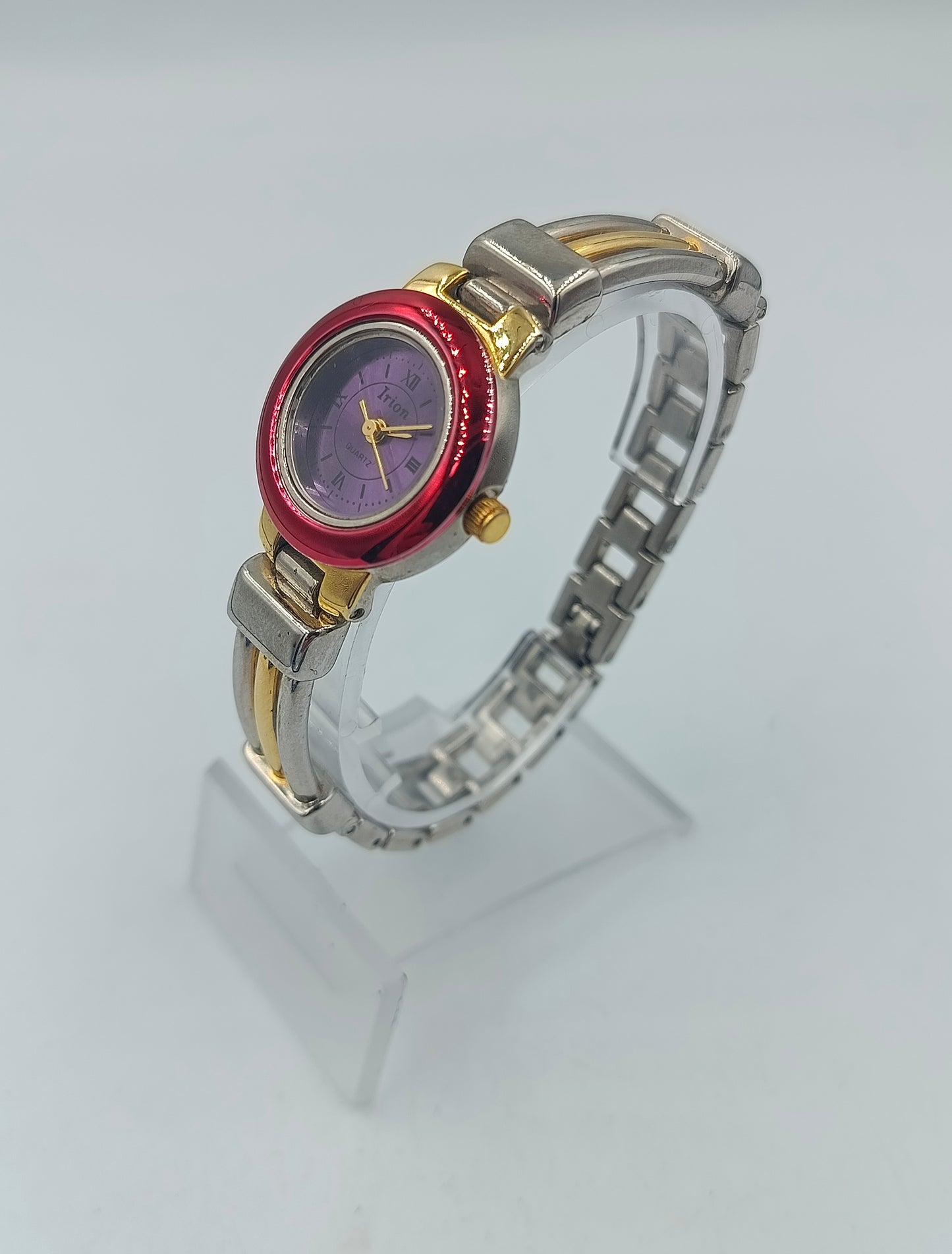 Irion Damen Armbanduhr rot lila silber gold Quartz