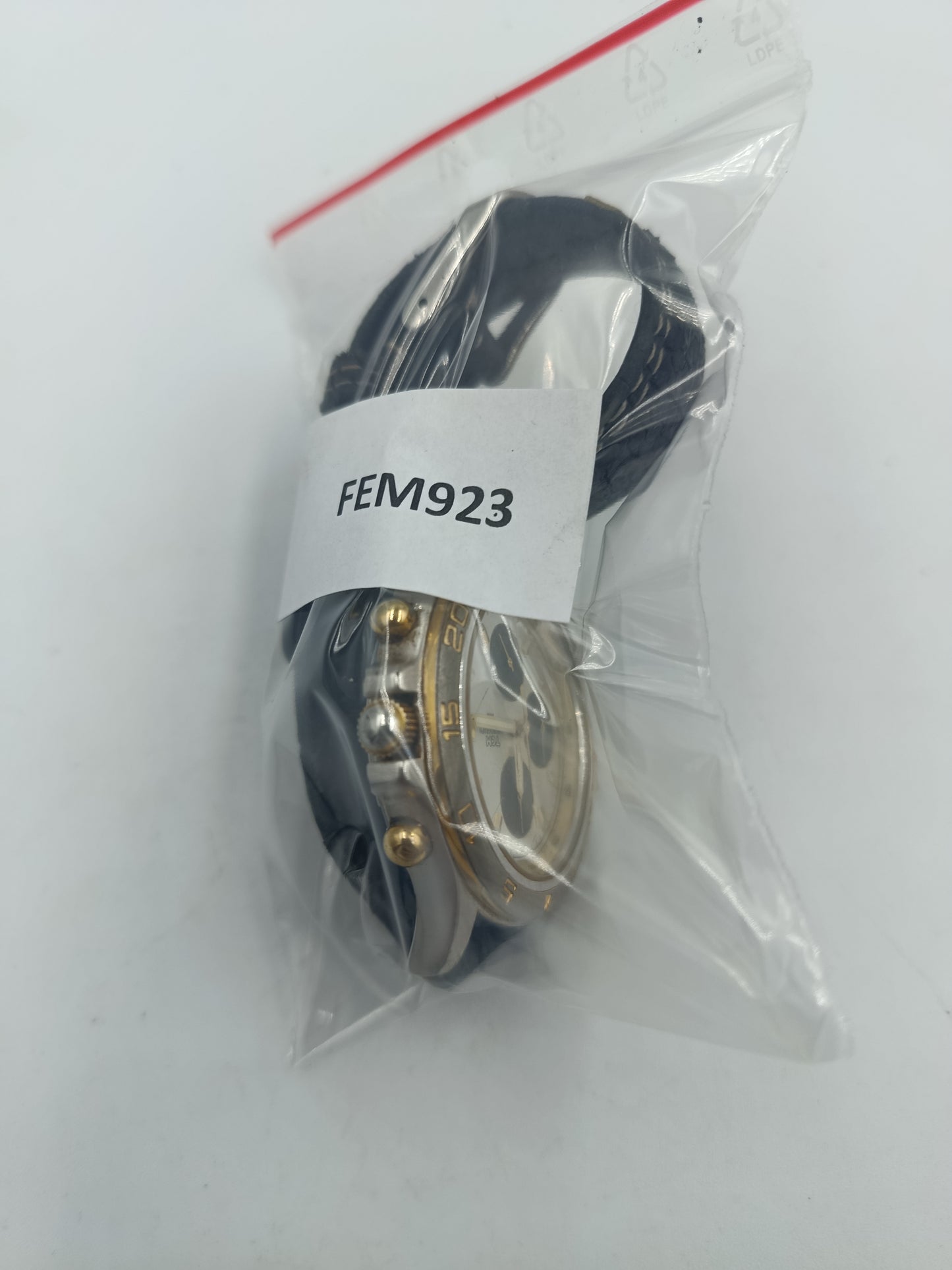 TCM Herren Armbanduhr Chronograph silber gold Lederarmband