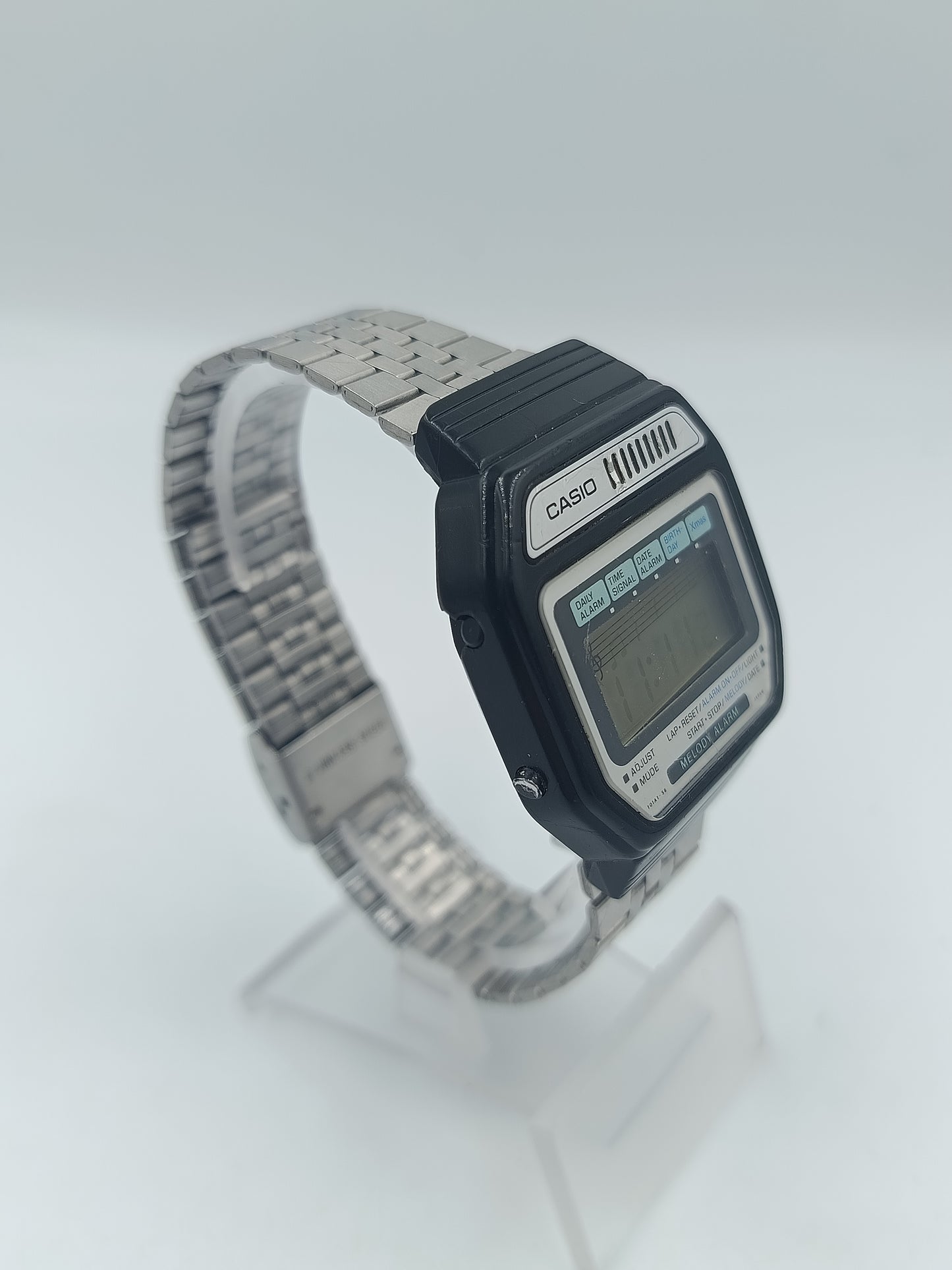 Casio Digitaluhr Melody Alarm Silber schwarz Vintage Retro Design