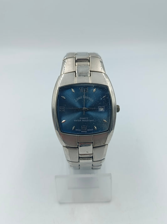 Louis Valentin Armbanduhr silber blau Edelstahl Quartz