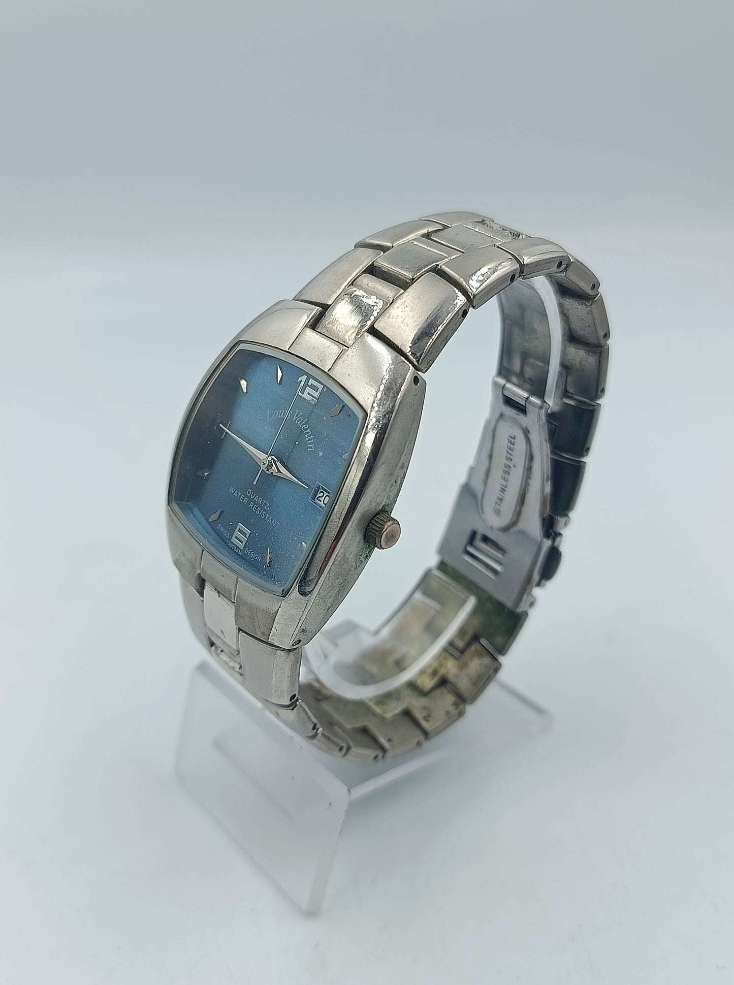 Louis Valentin Armbanduhr silber blau Edelstahl Quartz