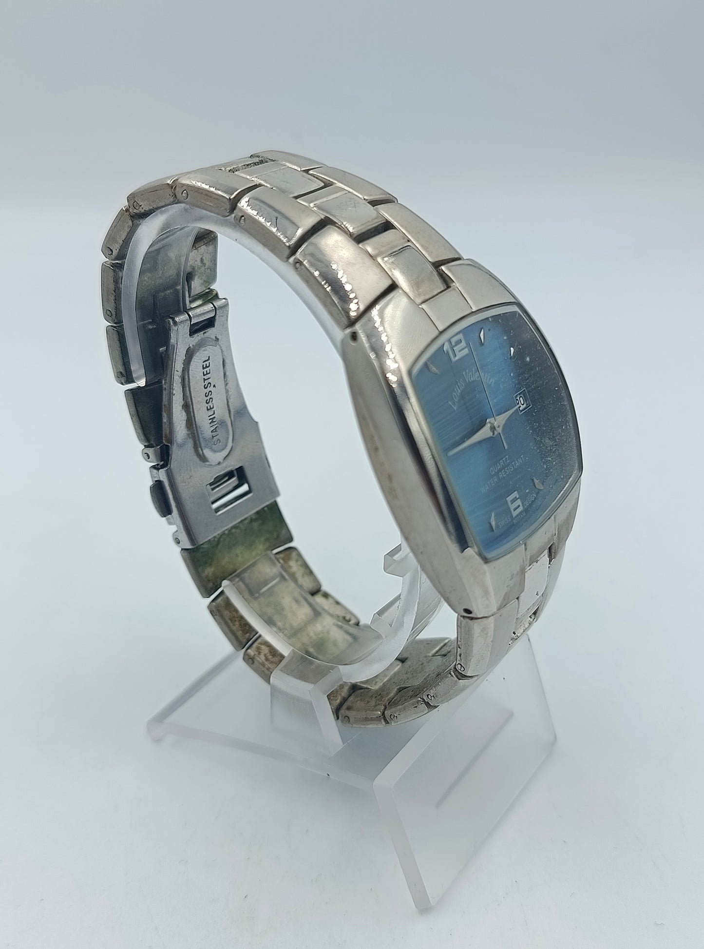 Louis Valentin Armbanduhr silber blau Edelstahl Quartz