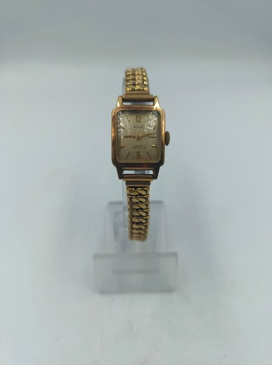 Rovac Damen Armbanduhr goldfarben elastisch Vintage
