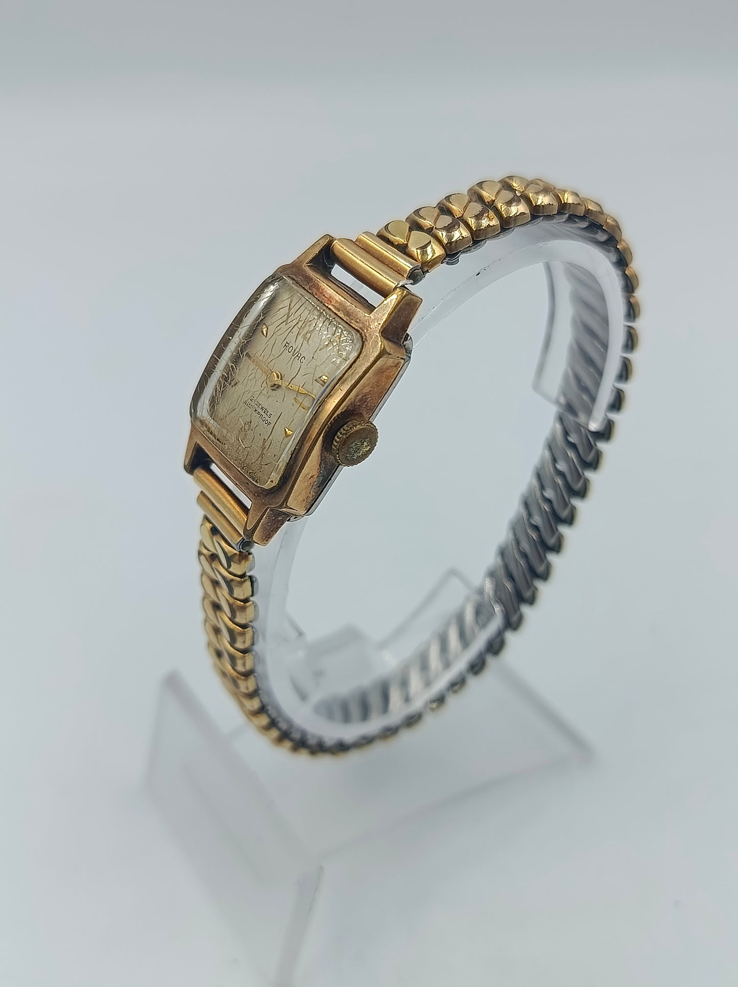 Rovac Damen Armbanduhr goldfarben elastisch Vintage