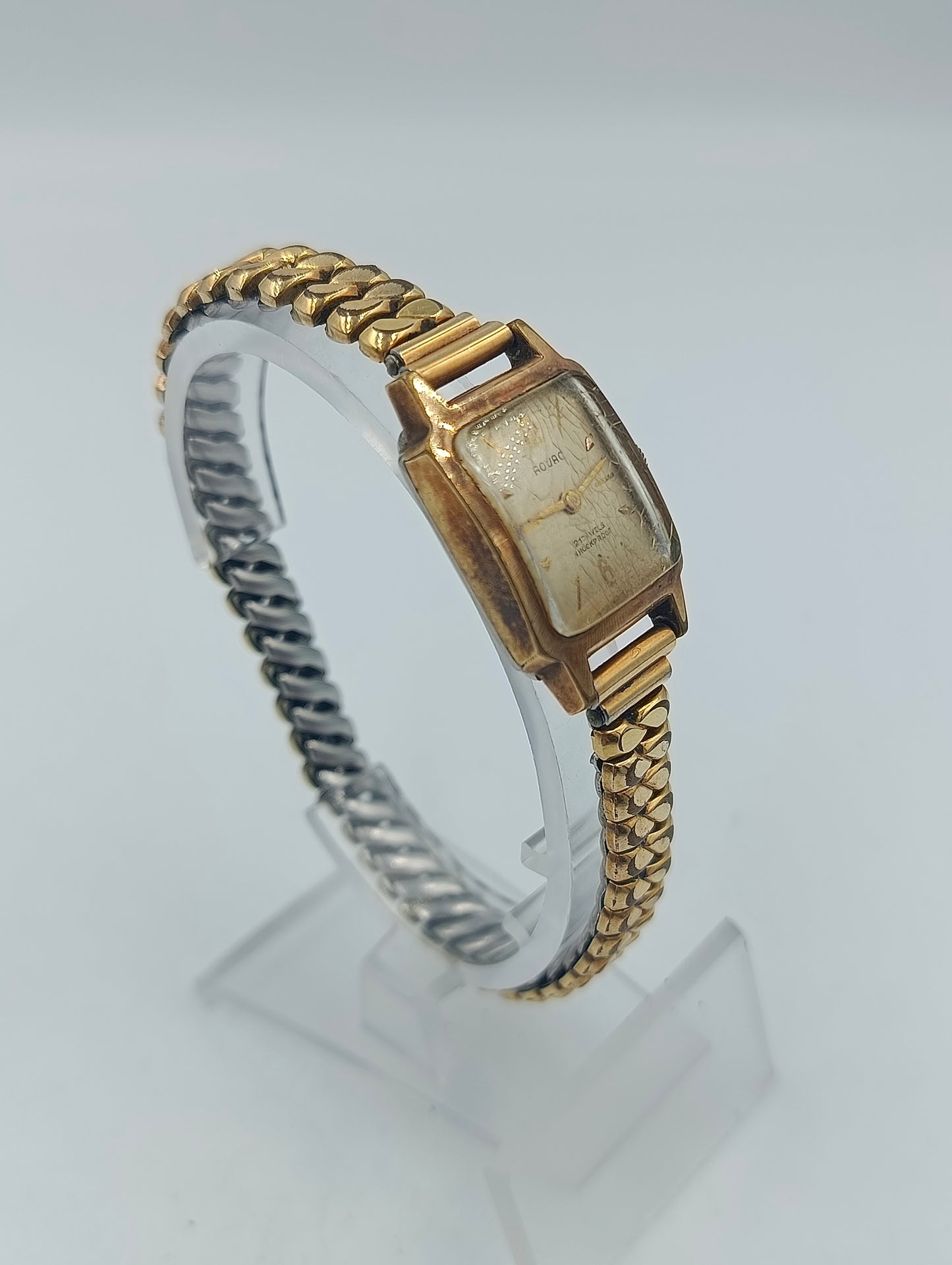 Rovac Damen Armbanduhr goldfarben elastisch Vintage