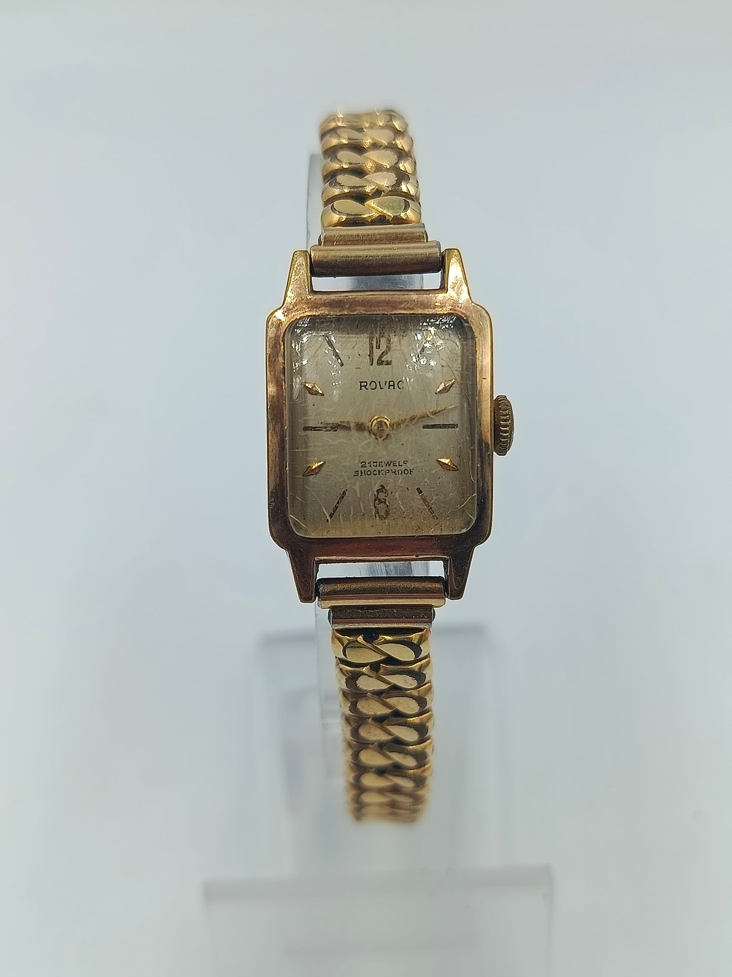 Rovac Damen Armbanduhr goldfarben elastisch Vintage