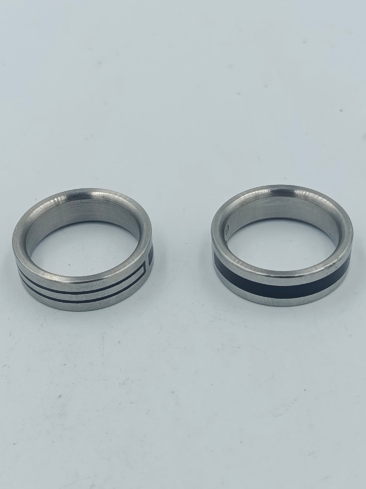 Ring Set Edelstahl silber schwarz matt modern Gr 59