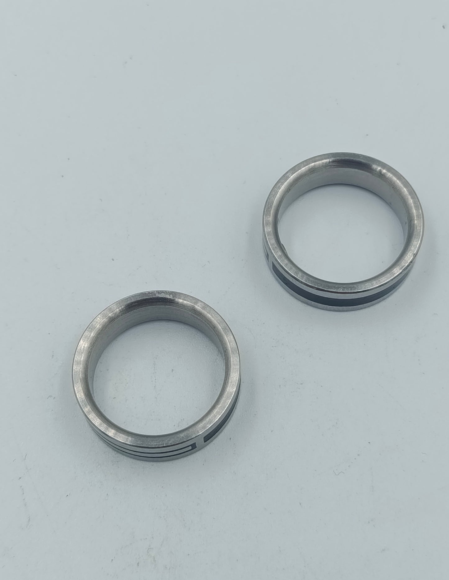 Ring Set Edelstahl silber schwarz matt modern Gr 59