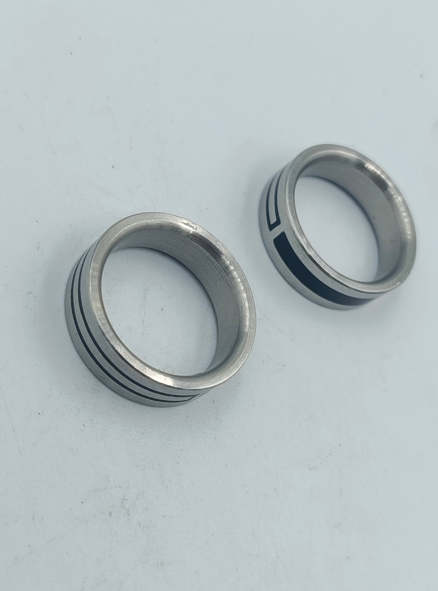 Ring Set Edelstahl silber schwarz matt modern Gr 59