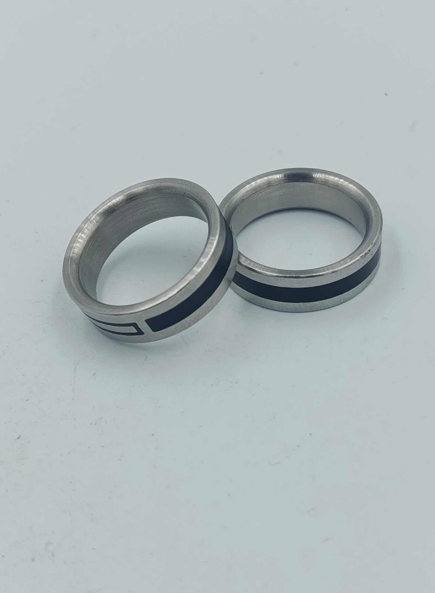 Ring Set Edelstahl silber schwarz matt modern Gr 59