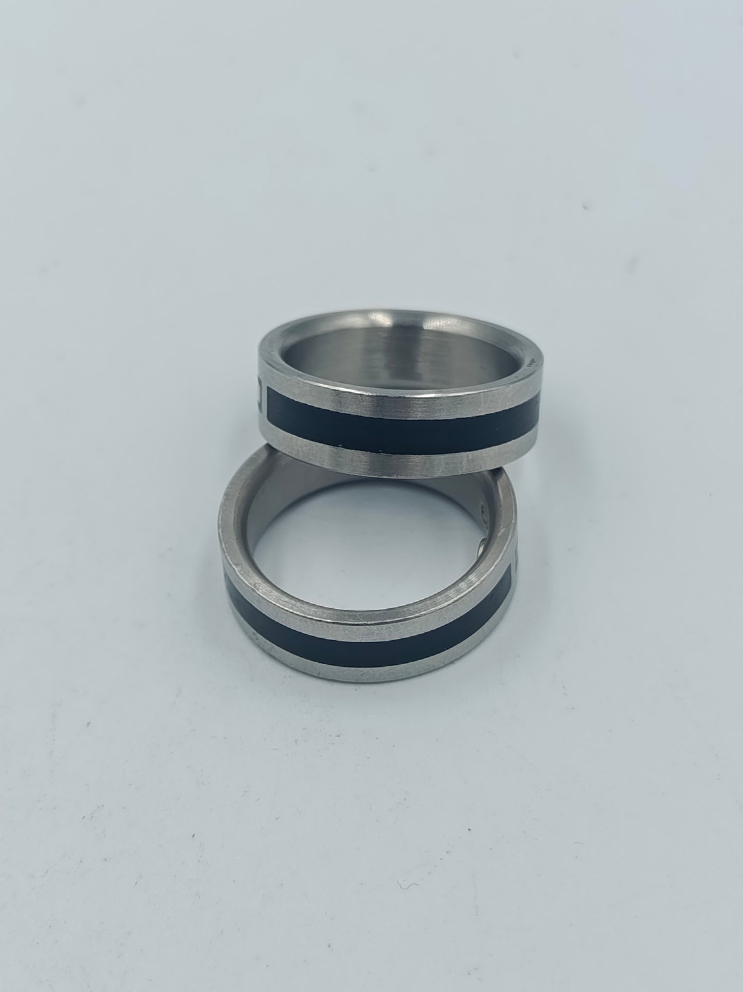 Ring Set Edelstahl silber schwarz matt modern Gr 59