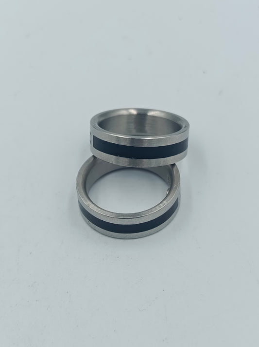 Ring Set Edelstahl silber schwarz matt modern Gr 59