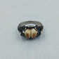 835 Silberring mit Hirschzähnen Gr. 56 Jagdschmuck Vintage