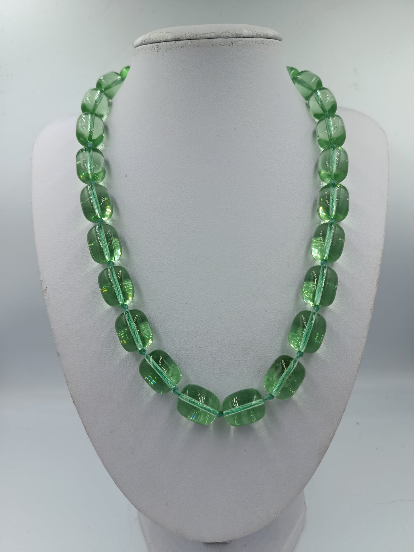 Vintage Glasperlenkette Grün 50cm Statement Schmuck