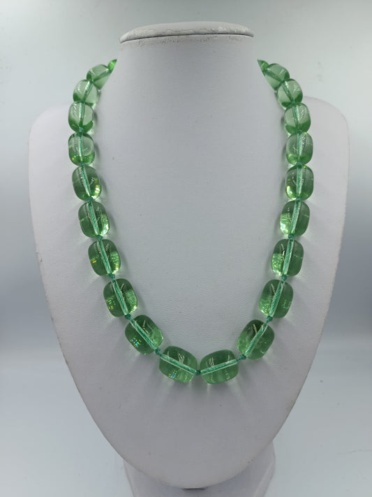 Vintage Glasperlenkette Grün 50cm Statement Schmuck