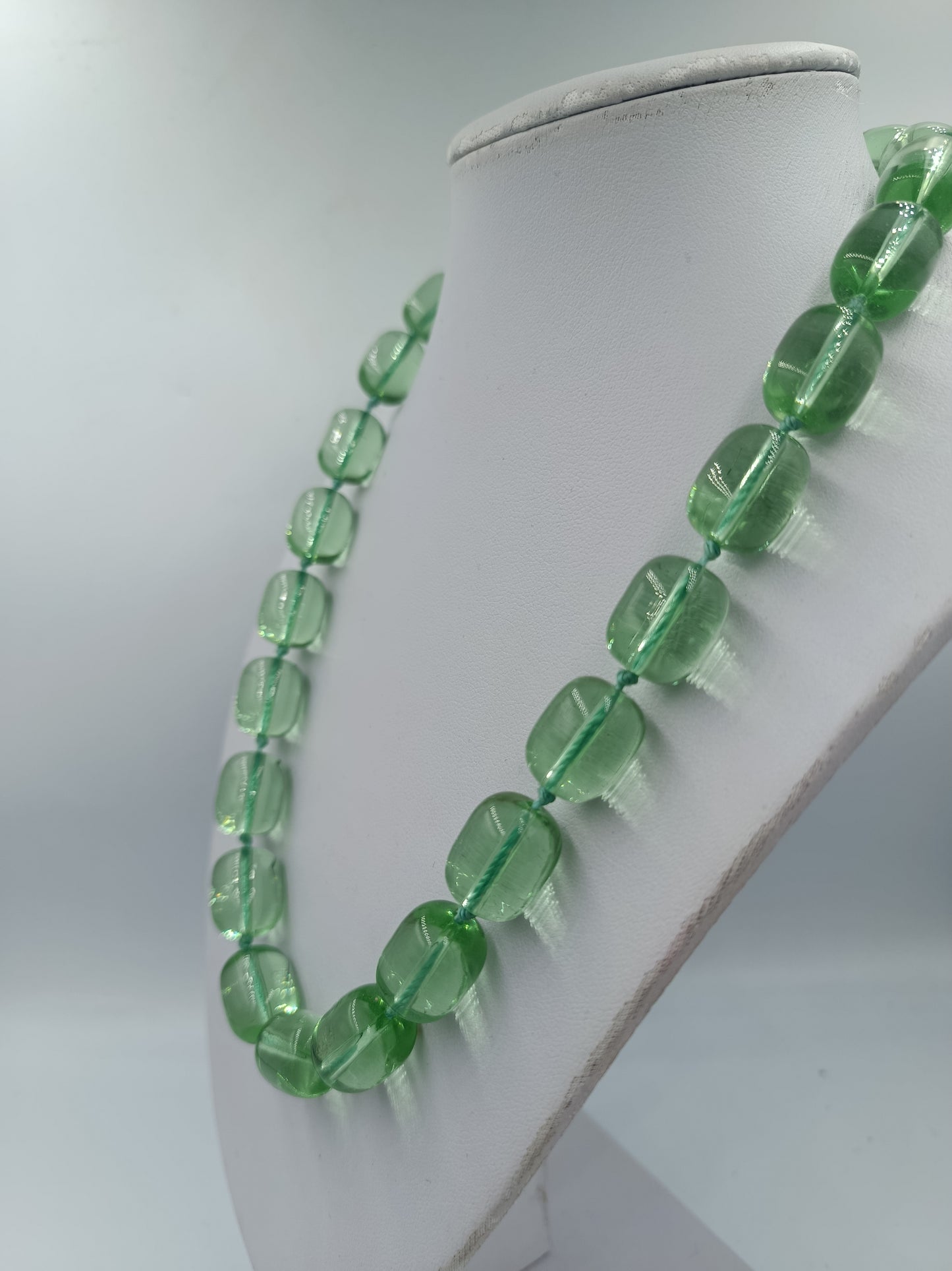 Vintage Glasperlenkette Grün 50cm Statement Schmuck