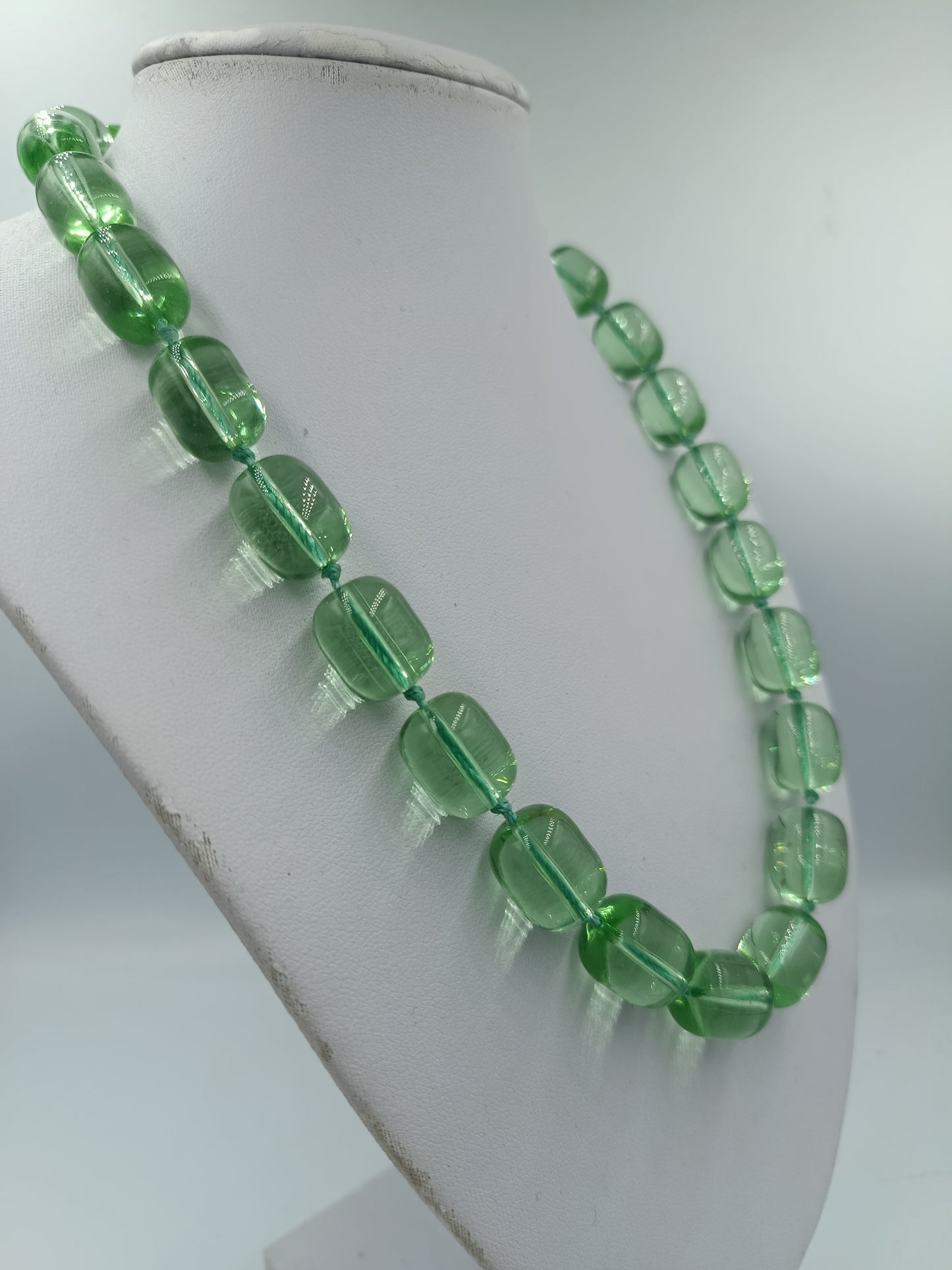 Vintage Glasperlenkette Grün 50cm Statement Schmuck