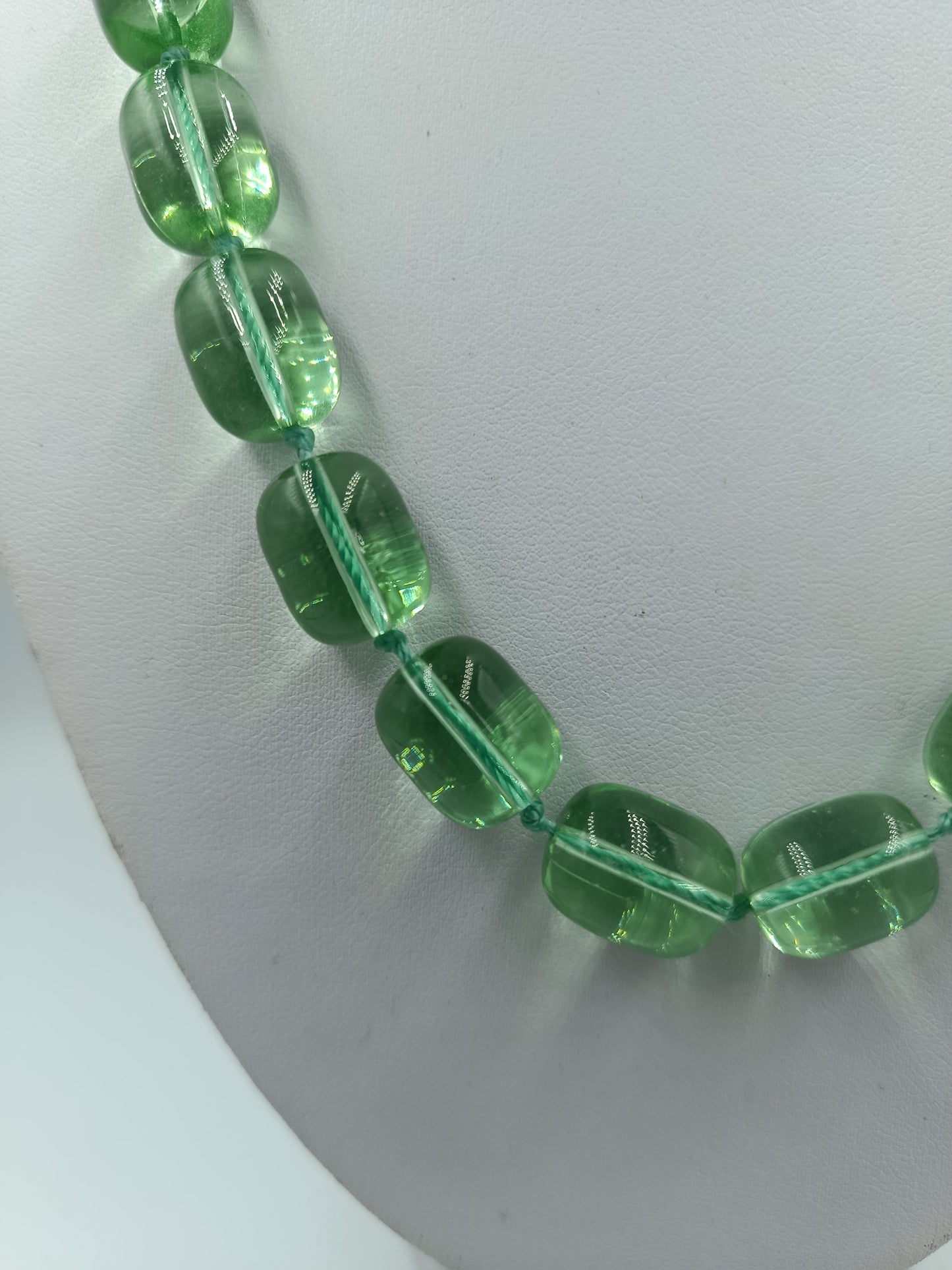 Vintage Glasperlenkette Grün 50cm Statement Schmuck