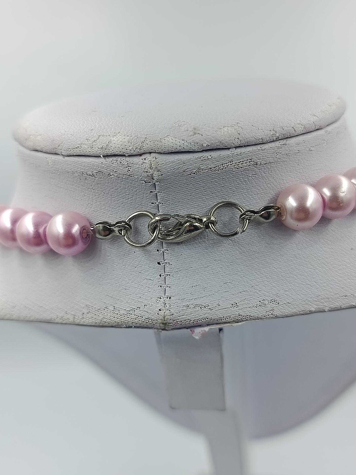 Rosa Perlenkette mit Strass Zwischenelementen 48cm Elegant Vintage