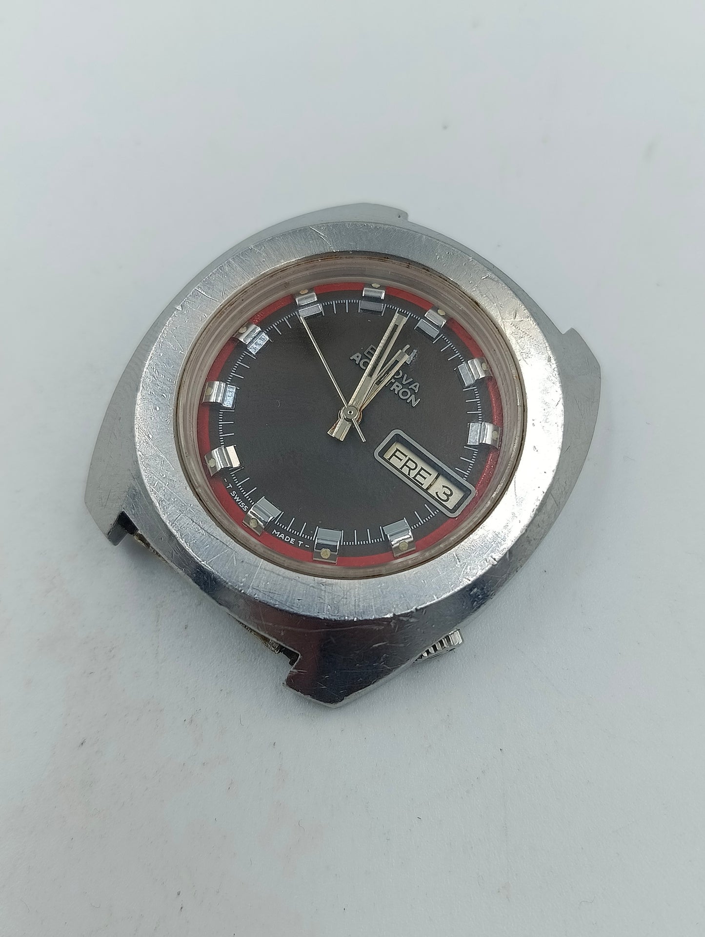 Bulova Accutron 2181 Herren Armbanduhr Vintage Grau Rot Swiss Made