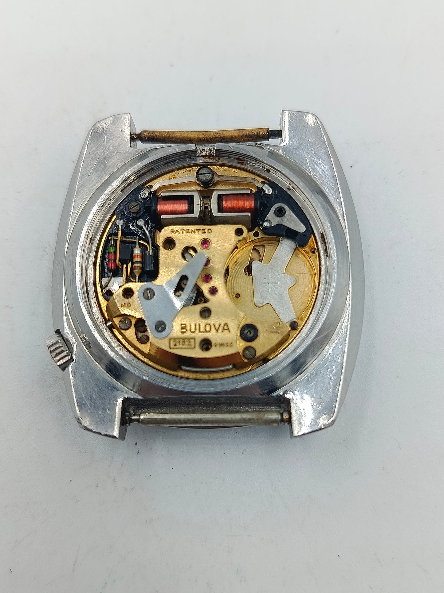 Bulova Accutron 2181 Herren Armbanduhr Vintage Grau Rot Swiss Made