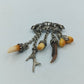 Silberne Trachtenbrosche mit Anhängern Geweih Zahn Horn Vintage