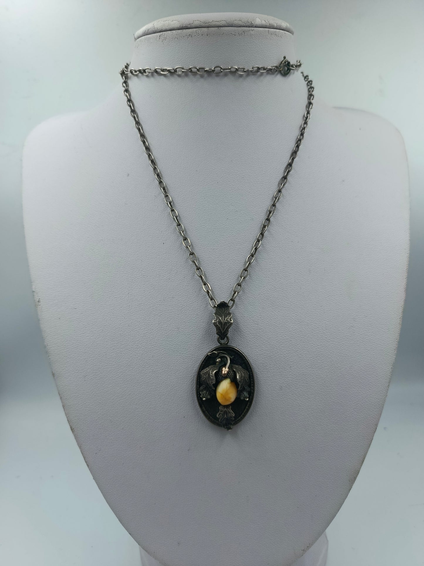 Silber Set Kette und Armband mit Zahnanhänger Trachtenschmuck Vintage