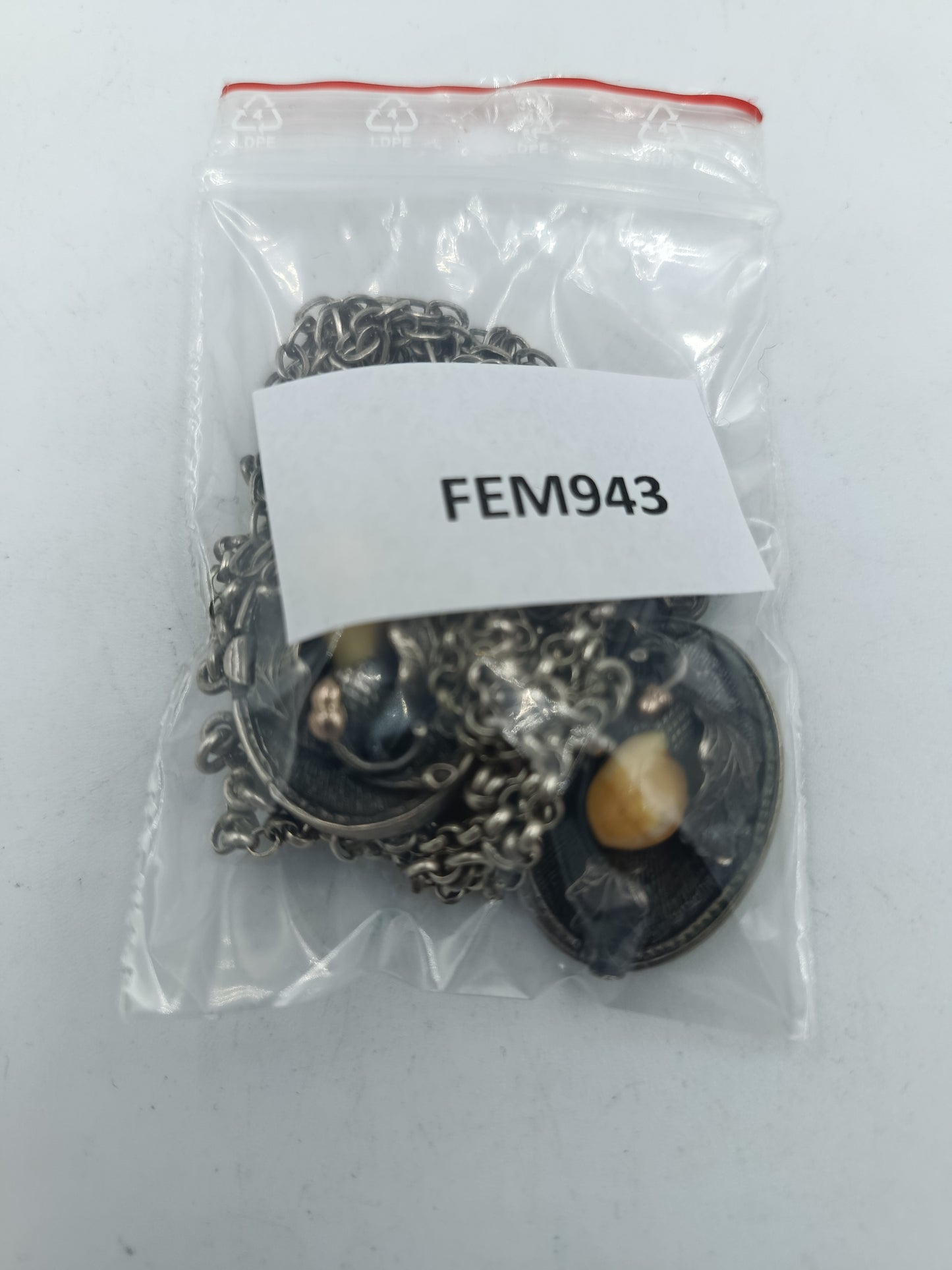 Silber Set Kette und Armband mit Zahnanhänger Trachtenschmuck Vintage