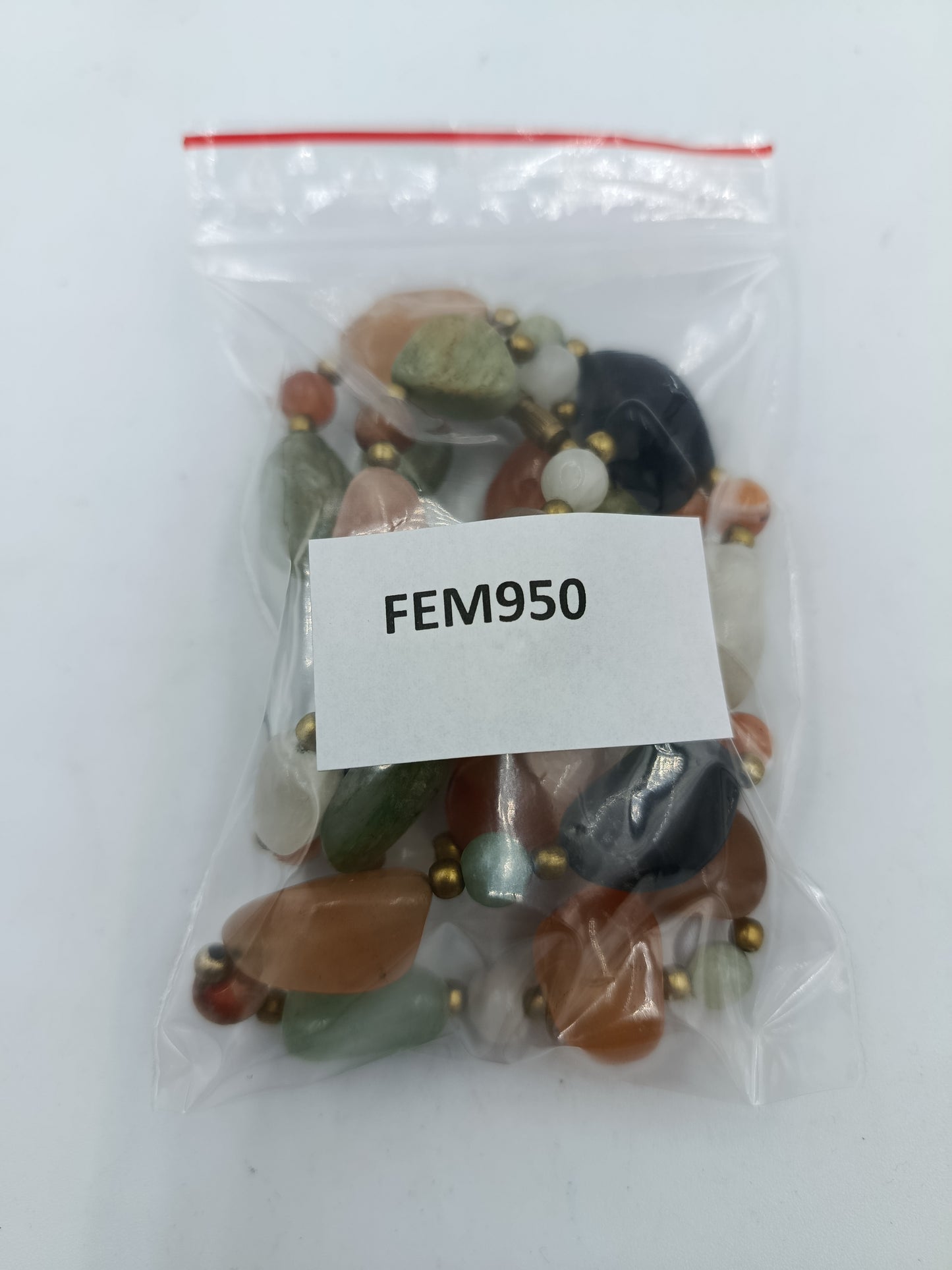 Edelstein Kette mit bunten Trommelsteinen und Messingperlen