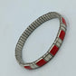Elastisches Armband Edelstahloptik mit roten Emaille-Elementen