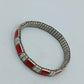 Elastisches Armband Edelstahloptik mit roten Emaille-Elementen